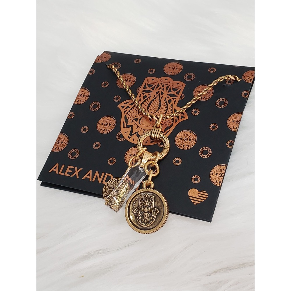 NEW TRIO ALEX AND ANI Hamsa EVIL EYE CRYSTAL INFUSION Necklace SWAROVSKI
